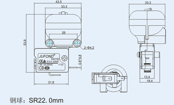 SW315D系列微動(dòng)開關(guān)17-2尺寸圖